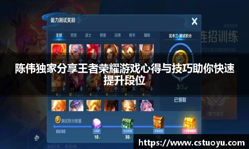 陈伟独家分享王者荣耀游戏心得与技巧助你快速提升段位